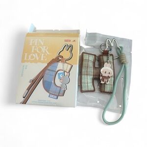 Labubu Pin For Loge Keychain “H”- Mint and Brown